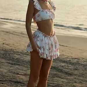 Swimmers by SELKIE Colab FREE PEOPLE Morning Roses Dauphine Swim Knickers Size S